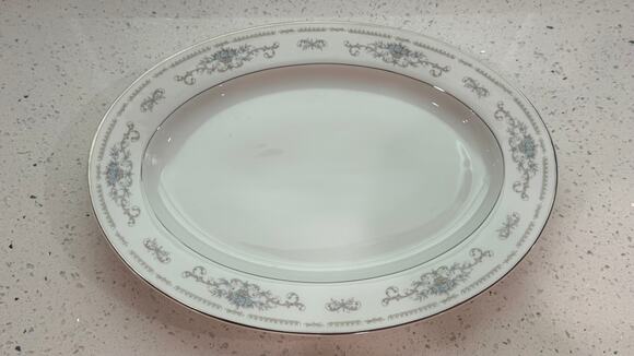 Diane Japan Other - Vintage Diane Japan 12 3/8” Oval Serving Platter Blue Floral Platinum Trim